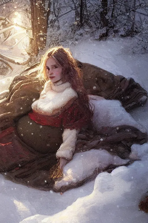 Image similar to portrait of a pregnant woman in the besieged Leningrad in winter, digital painting, trending on artstation, concept art, sharp focus, illustration by Gaston Bussiere and artgerm