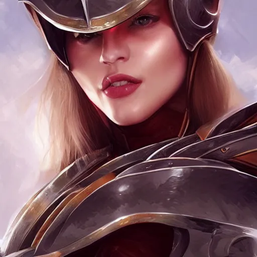 Image similar to portrait of a gorgeous russian woman in armor by artgerm