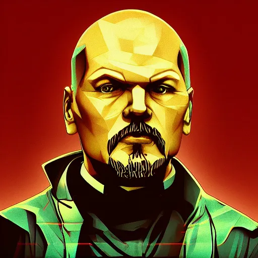 Image similar to cyberpunk vladimir lenin as the leader of a futuristic communist society, cybernetics, sharp lines, digital, artstation, colored in