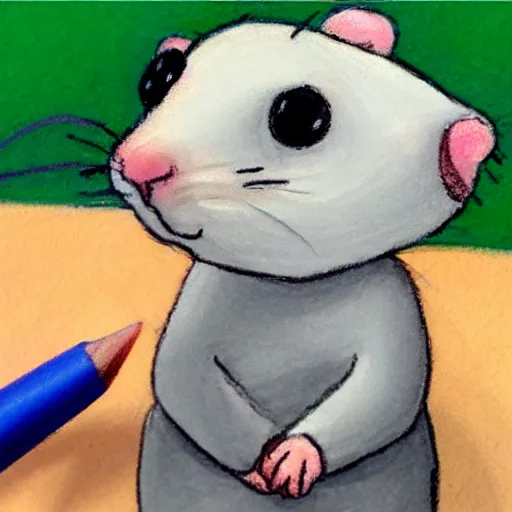 Prompt: a tiny cute rat drawn by a child