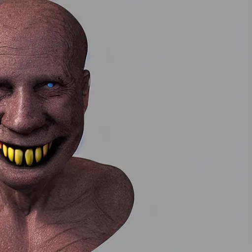 Prompt: worm with a smiling human face, cgi render, highly detailed