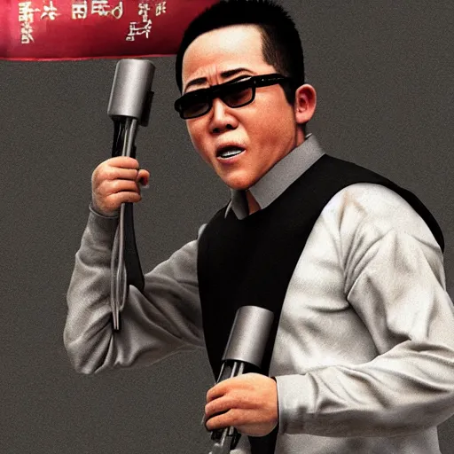 Prompt: a photorealistc digital art of jet li shouting loud, award winning photography, trending on artstation