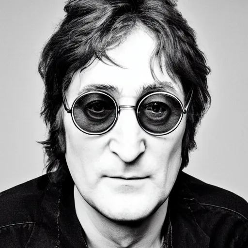 Image similar to john lennon singer 1 9 8 0, ( sony a 7 r iv, symmetric balance, polarizing filter, photolab, lightroom, 4 k, dolby vision, photography award ), vogue, perfect face