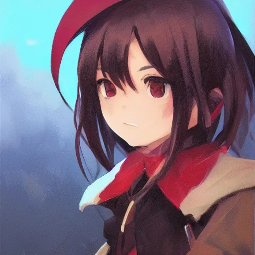 Prompt: megumin from konosuba, closeup portrait art by greg rutkowski