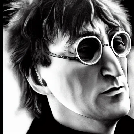 Image similar to John Lennon in a punk band, HD, high resolution, hyper realistic, 4k, intricate detail