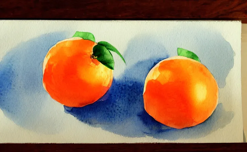 Prompt: watercolor painting of oranges