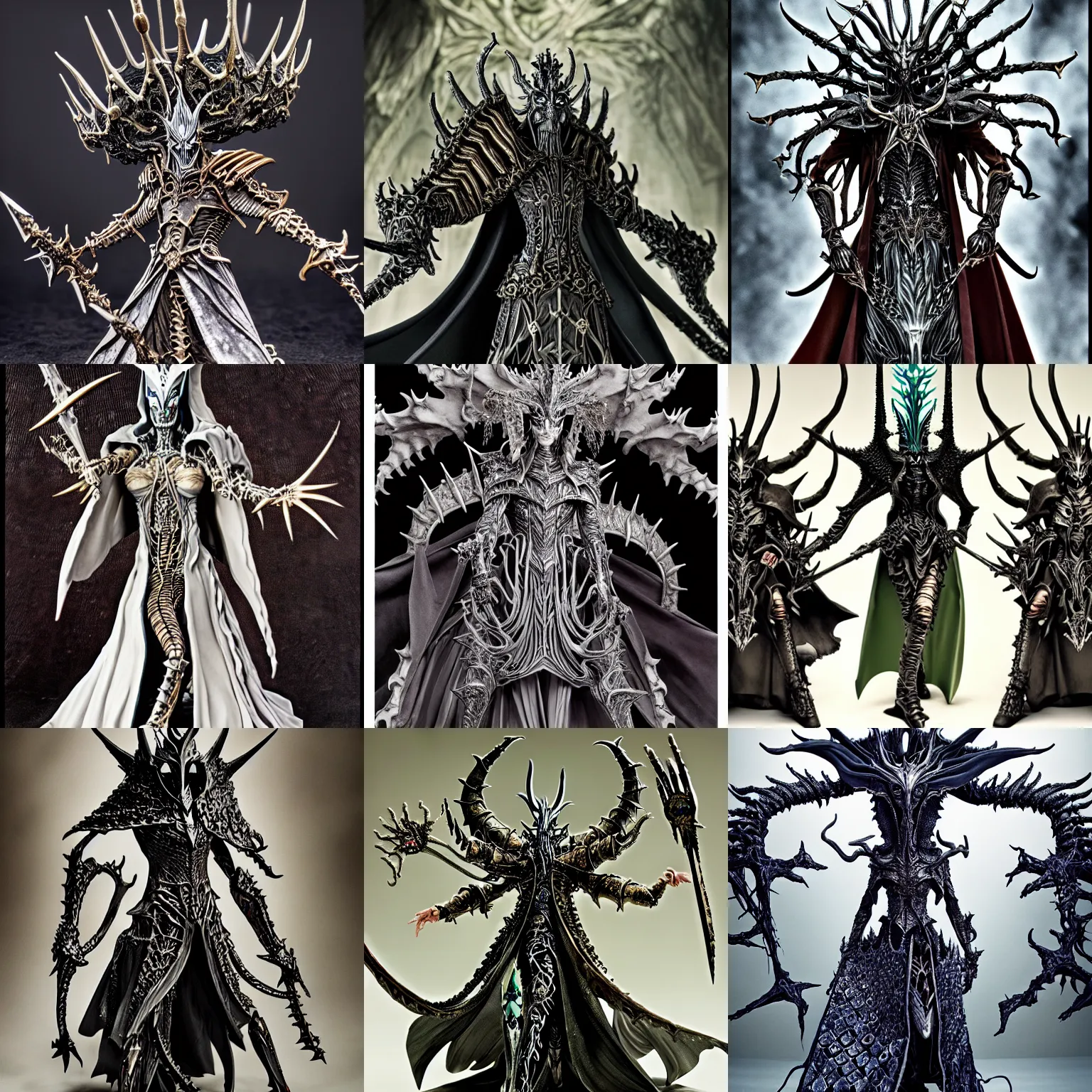 Prompt: nagash editorial, warhammer nagash haute couture, godlike lich by iris van herpen leading his army, still image from lord of the rings
