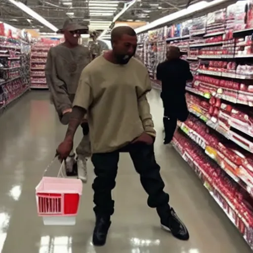 Image similar to kanye west goes goblin mode in the middle of a target aisle