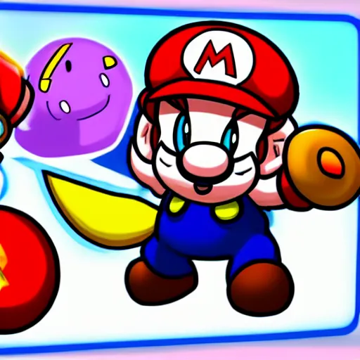 Image similar to Kirby in the style of Mario Strikers: Charged