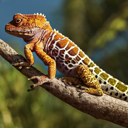 Prompt: single Tokay crocodile chameleon riding a lion, wildlife photography, National Geographic, 4k