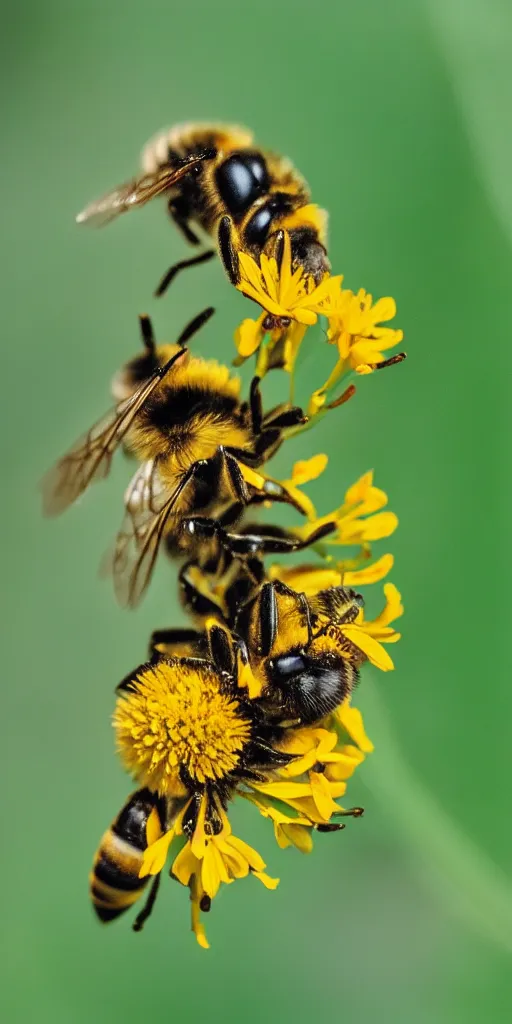 Prompt: macro photo of a bee, professional photography, 8 5 mm, f 2. 8, kodak portra 8 0 0,