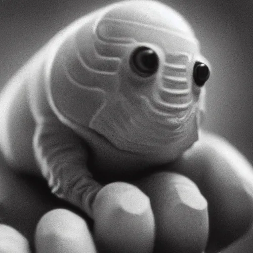Image similar to picture of soviet tardigrade domestication experiments, black and white photo