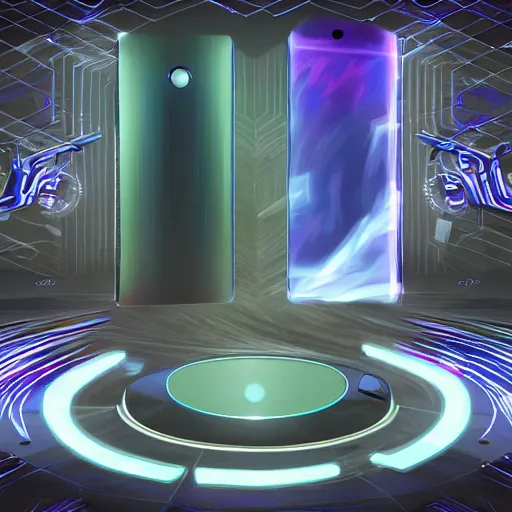 Image similar to phone that is a portal to another dimension, high detail, concept art, computer art