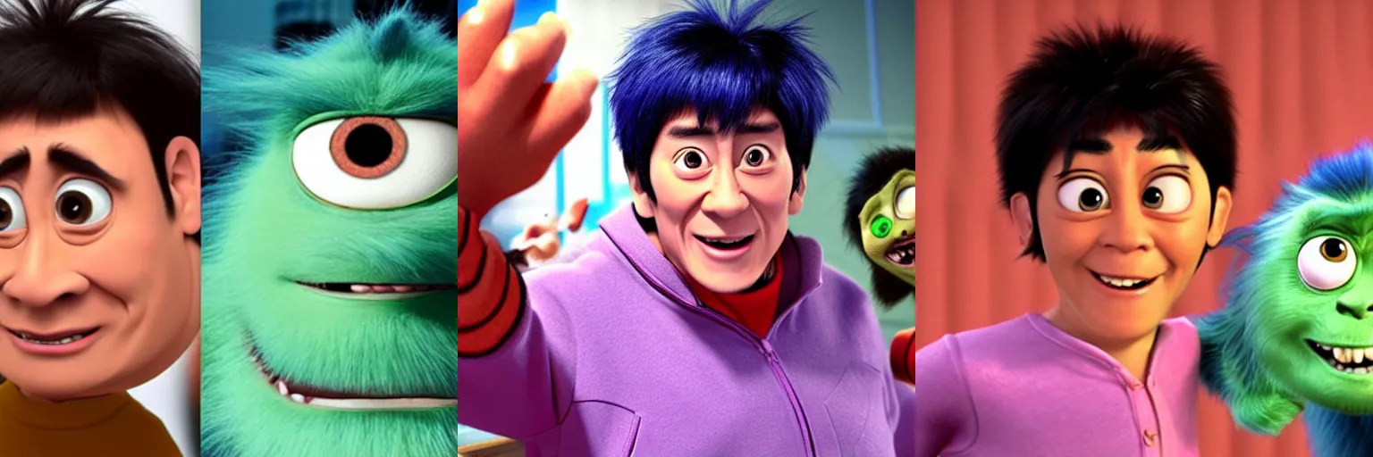 Prompt: jackie chan as a character from monsters inc.