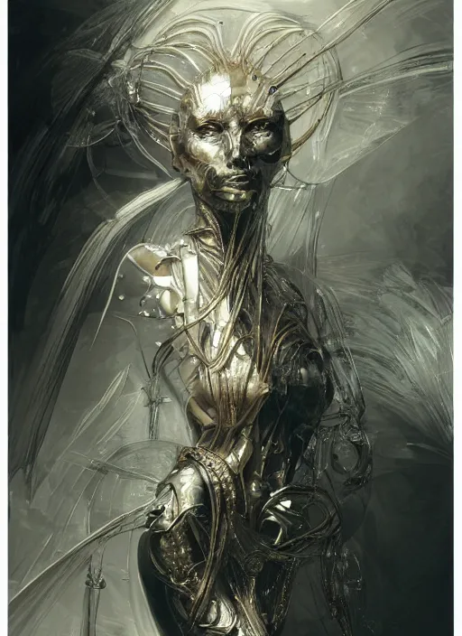 Prompt: metallic, physically accurate, moody dynamic lighting, very very intricate, very very elegant, highly detailed, digital painting, artstation, HR GIGER, Hieronymus Bosch, Francis Bacon, concept art, smooth, very beautiful, sharp focus, illustration, art by artgerm and greg rutkowski and alphonse mucha