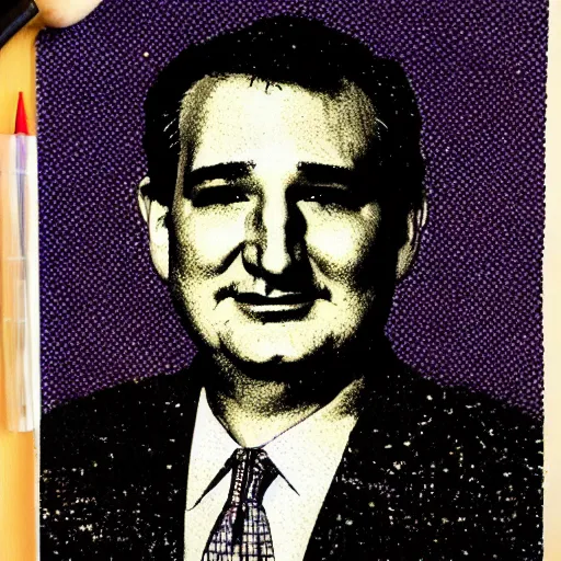 Image similar to ted cruz lsd blotter art, blotter paper art - w 1 0 2 4