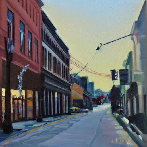 Image similar to beautiful oil painting of downtown galva by olaf krans