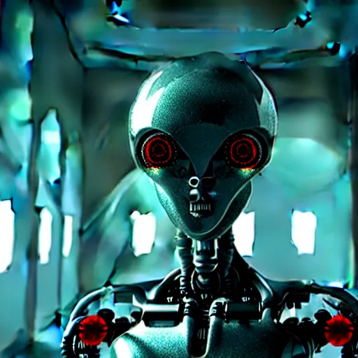 Prompt: a robot infected with an alien implant, octane render, unreal engine, 3 d