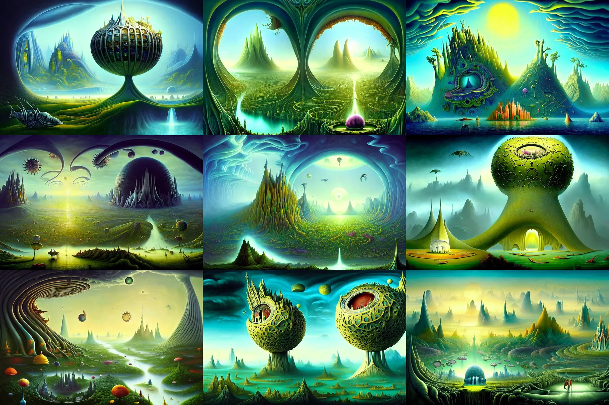 Image similar to a beautiful epic stunning amazing and insanely detailed matte painting of alien dream worlds with surreal architecture designed by Heironymous Bosch, mega structures inspired by Heironymous Bosch's Garden of Earthly Delights, vast surreal landscape and horizon by Cyril Rolando and Andrew Ferez, rich pastel color palette, masterpiece!!, grand!, imaginative!!!, whimsical!!, epic scale, intricate details, sense of awe, elite, fantasy realism, complex composition, 4k post processing