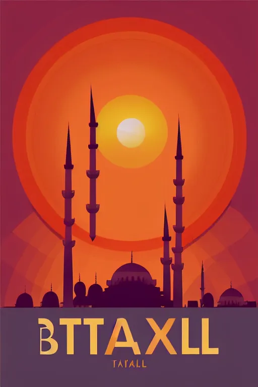 Image similar to minimalist boho style art of istanbul sunrise, illustration, vector art