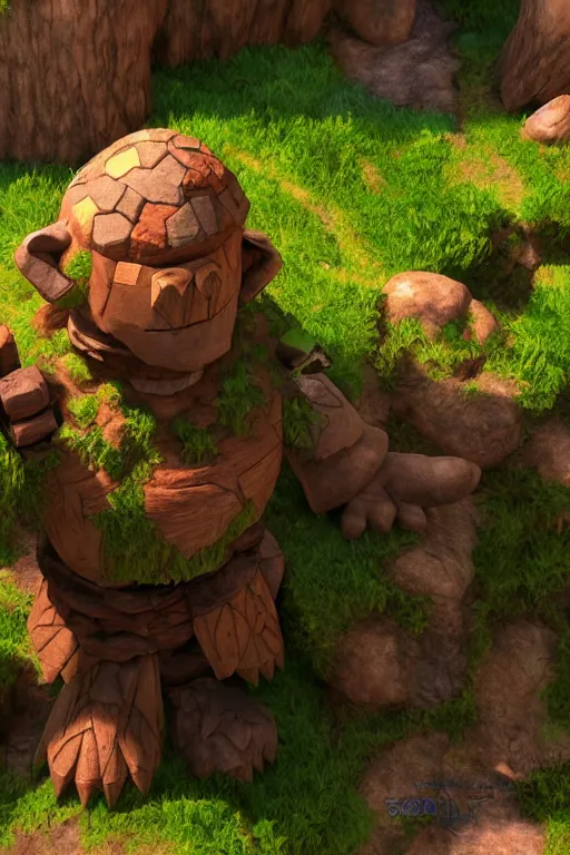 Image similar to zelda fantasy art giant golem troll wood rock, global illumination ray tracing hdr fanart arstation by sung choi and eric pfeiffer and gabriel garza and casper konefal