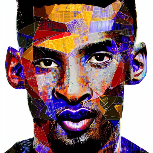 Prompt: kobe, contemporary collage, highly detailed, digital painting, 4 k, hdr, punk, fashion, smooth, sharp focus, art by nick knight, sandra chevrier and john hoyland