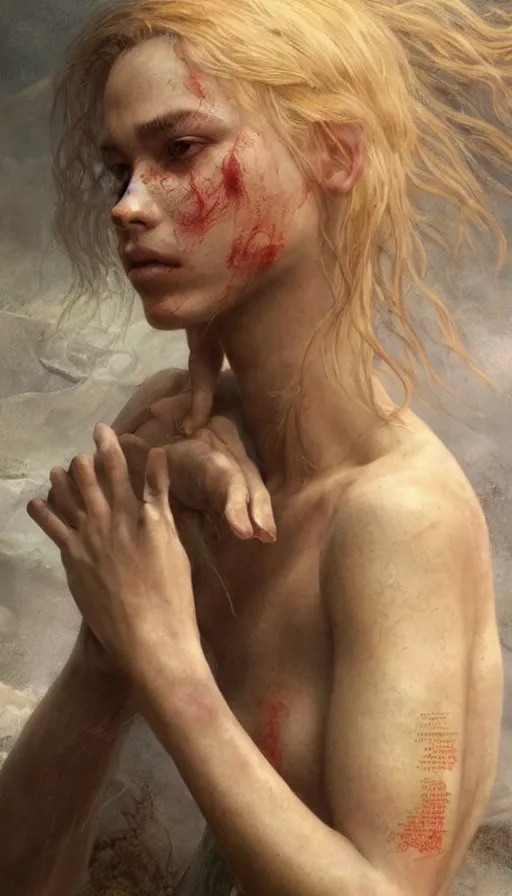 Image similar to epic masterpiece mila jovovic, sweaty skin, hyperrealistic, octane render, cinematic, beautiful face and flawless skin, perfect hands, 5 fingers, by Edgar Maxence and Ross Tran and Michael Whelan, Legends of Runeterra