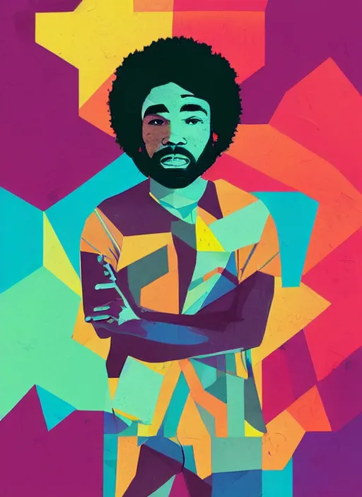 Prompt: portrait childish gambino, colourful!! by sachin teng, organic, cables, matte painting, geometric shapes, hard edges! graffiti, street art