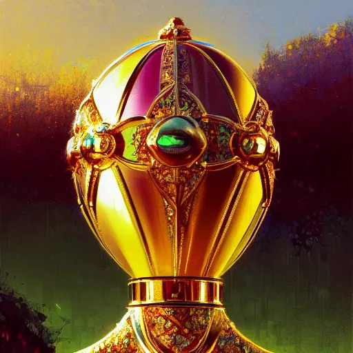 Image similar to faberge egg and andel shine, hyperrealism, no blur, 4 k resolution, ultra detailed, style of alexander trufanov, ismail inceoglu, tyler edlin, syd mead, carlos schwabe