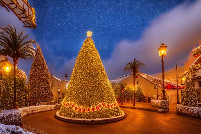 Prompt: christmas in the canary islands, realistic, 4 k, detailed, high quality, winter, cinematic