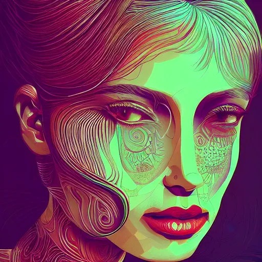 Image similar to A beautiful portrait, surreal, LSD, face, detailed, intricate, elegant, highly detailed, digital painting, artstation, smooth, sharp focus, illustration, art by Kilian Eng