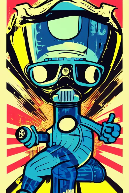 Image similar to fallout 7 6 retro futurist illustration art by butcher billy, sticker, colorful, illustration, highly detailed, simple, smooth and clean vector curves, no jagged lines, vector art, smooth andy warhol style