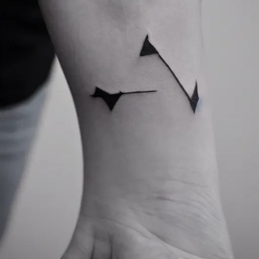 Prompt: tiny handpoke tattoo of a simplistic black and white geometric shape, stick poke, lineart