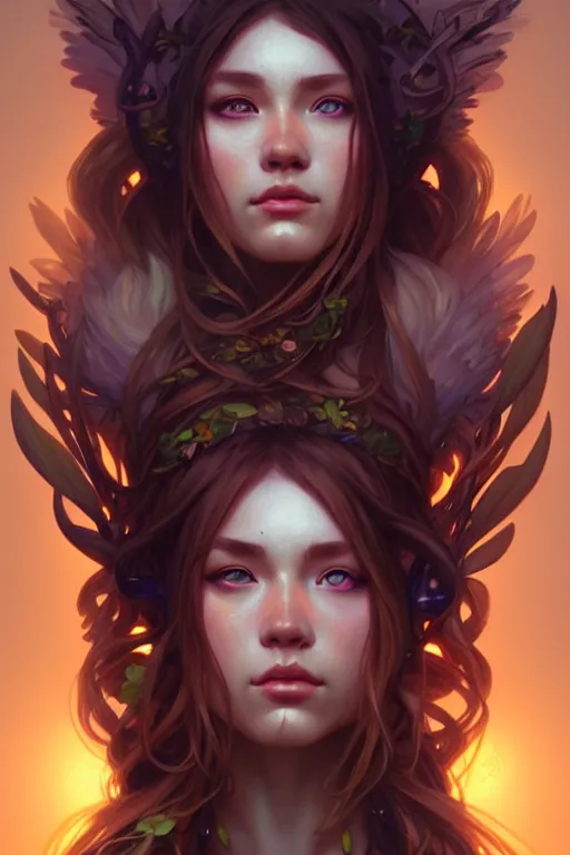 Image similar to beautiful druid portrait, highly detailed, digital painting, artstation, sharp focus, illustration, art by tan zi and ayanamikodon and alphonse mucha and wlop