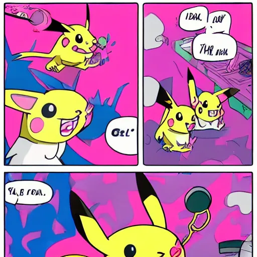 Image similar to the pink panther vs pikachu