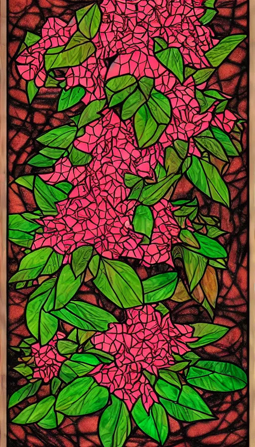 Prompt: kashuu kiyomitsu ; rhododendron flower made of paper in a paper world, fractal, deep, depth, bright stained glass, jigsaw, highly detailed, origami, sophisticated
