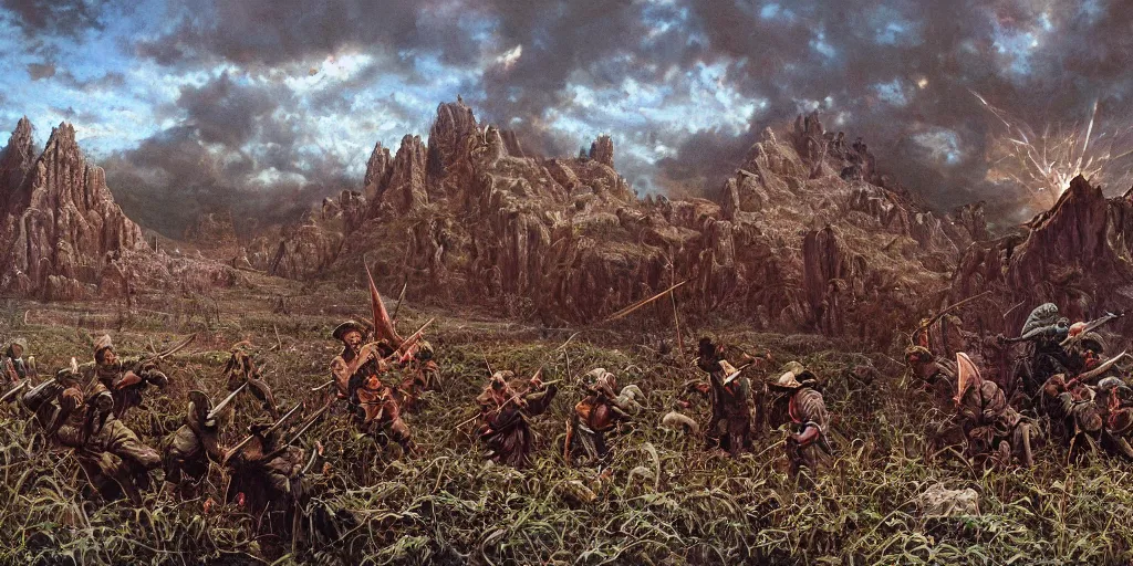 Image similar to painting of Ted Nasmith of the War of Wrath