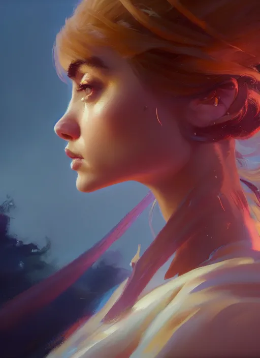 Image similar to side portrait, imogen poots, paladin, gloomhaven, organic painting, hard edges, luminescent, octane render, by greg manchess, huang guangjian, gil elvgren, sachin teng, greg rutkowski, jesper ejsing, rhads, ilya kuvshinov, cushart krenz