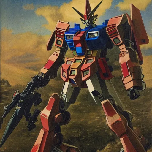 Image similar to jean francois millet as gundam mecha helped jews people to attacking roman, random content position, ultra realistic human face details with emotion, ultra realistic environment content details, incrinate content details, delete duplicate contents, rgb color