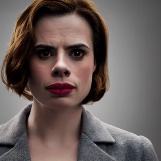 Image similar to a beautiful full body photograph of hayley atwell dressed as doctor who, symmetrical face, extreme realism and detail, 8 k, completely framed, direct lighting, 3 5 mm photo, photorealistic, sharp focus