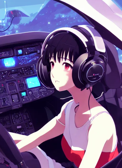 Prompt: portrait of girl driving on asseto corsa simulator, personal room background, gtomega prime cockpit, illustration concept art anime key visual trending pixiv fanbox by wlop and greg rutkowski and makoto shinkai and studio ghibli and kyoto animation, symmetrical facial features, red headphones, fanatec csl dd, clubsport steering wheel formula