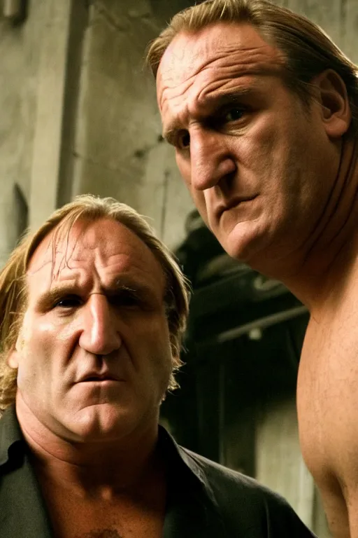 Image similar to [a still of Gerard Depardieu in the movie Splice (2007), 4k, HD, high quality, octane]