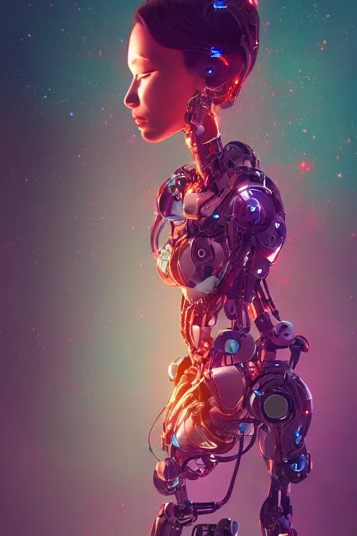 Image similar to A beautiful robotic woman dreaming, cinematic lighting, soft bokeh, sci-fi, modern, colourful, highly detailed, digital painting, artstation, concept art, sharp focus, illustration, by klimt