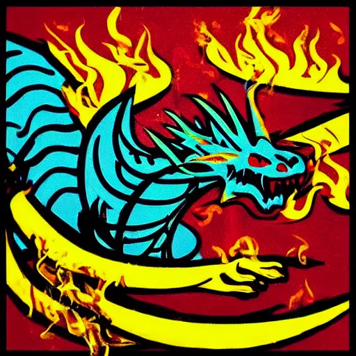 Image similar to “fire breathing dragon, pop art”