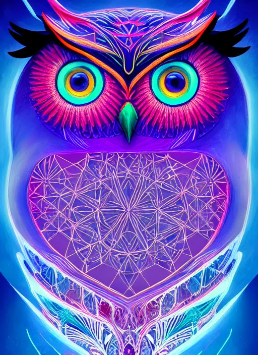 Image similar to symmetry!! product render poster vivid colors divine proportion owl, ice and snow, glowing fog intricate, elegant, highly detailed, digital painting, artstation, concept art, smooth, sharp focus, illustration,