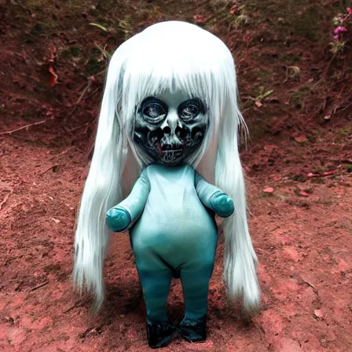 Image similar to weird horror tuza doll creepy illusice melting