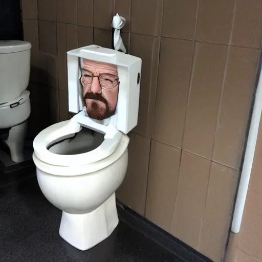 Image similar to walter white on a toilett