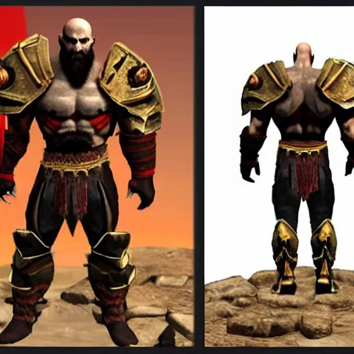 Image similar to kratos from god of war in halo spartan armor