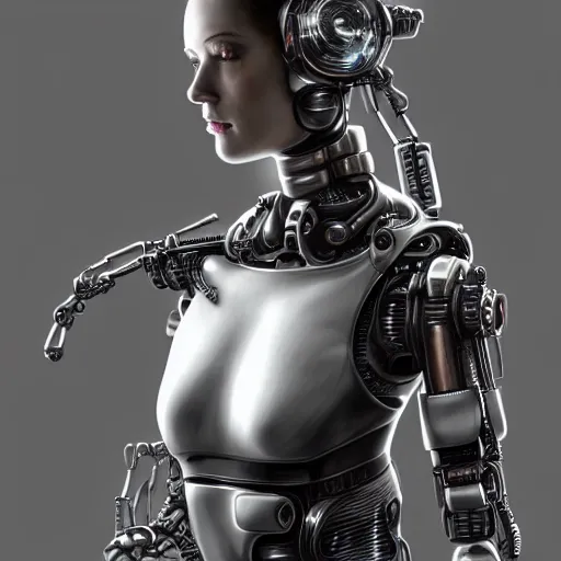 Image similar to Perfectly-Centered Half-body-Portrait of a Mechanical Cyberpunk Female Android, intricate, elegant, super highly detailed, professional digital painting, artstation, concept art, smooth, sharp focus, no blur, no dof, extreme illustration, Unreal Engine 5, Photorealism, HD quality, 8k resolution, cinema 4d, 3D, beautiful, cinematic, art by artgerm and greg rutkowski and alphonse mucha and loish and WLOP