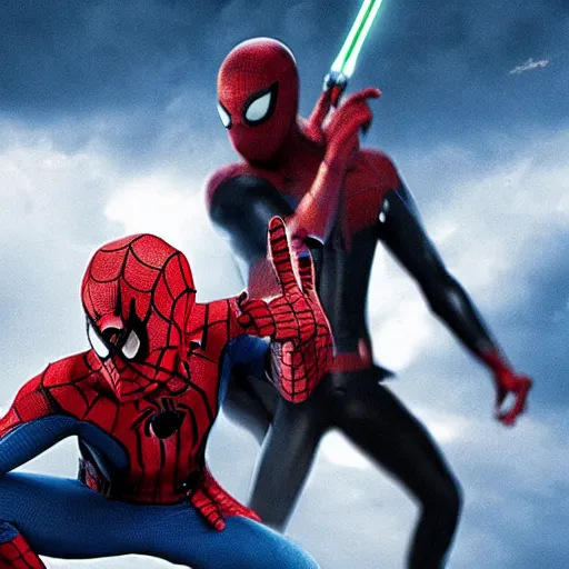 dramatic movie still of Spider-Man fighting Luke | Stable Diffusion ...